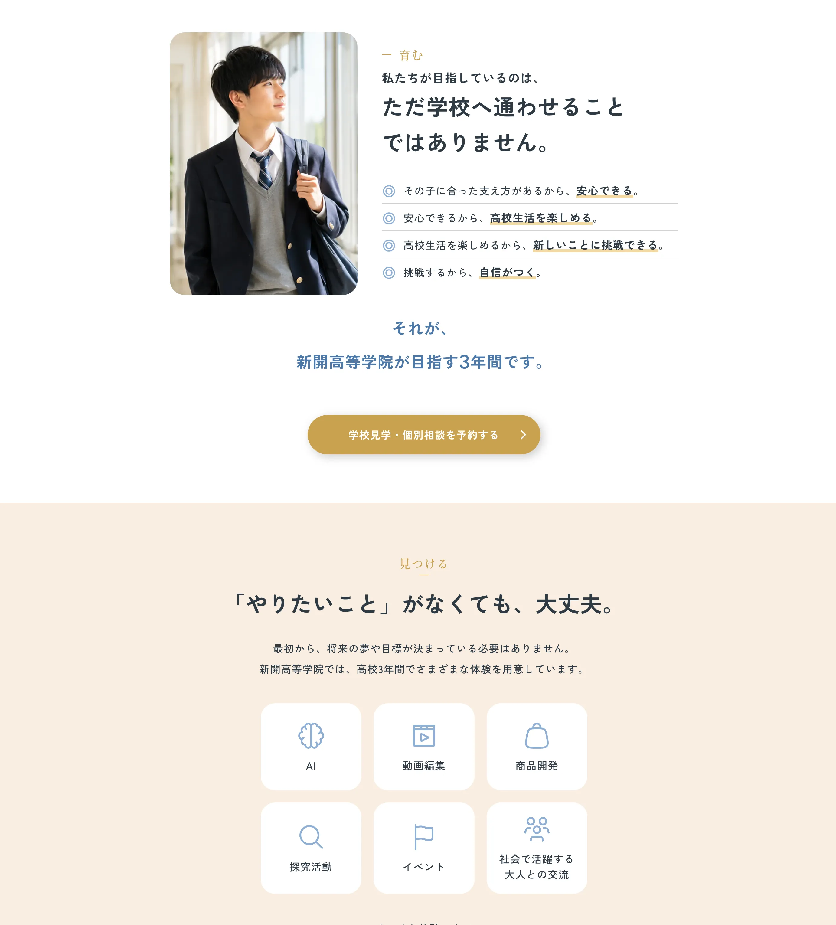 新開高等学院LPのデザインプレビュー2